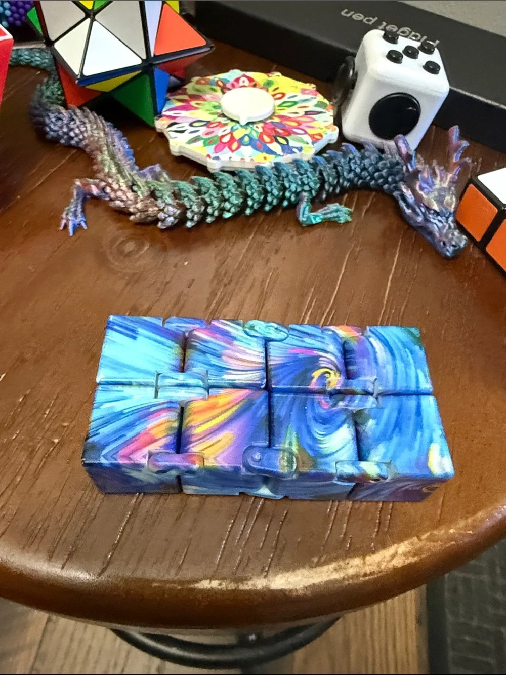 Fidget Toy Bundle with Rainbow Pin Toy, Rubik’s Puzzles, Magnetic Pen